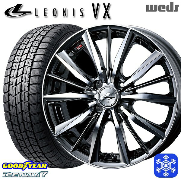 155/65R14 N-BOX タント 2022〜2023年製 グッドイヤー アイスナビ7 Weds ウェッズ レオニス VX BMCMC 14インチ 4.5J 4H100 スタッドレスタイヤホイール4本セット