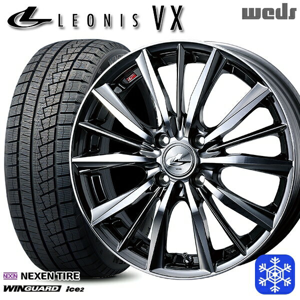 【取付対象】165/55R14 モコ ルークス 2023年製 ネクセン WINGUARD ice2 Weds ウェッズ レオニス VX BMCMC 14インチ 4.5J 4穴 100 スタッドレスタイヤホイール4本セット 送料無料