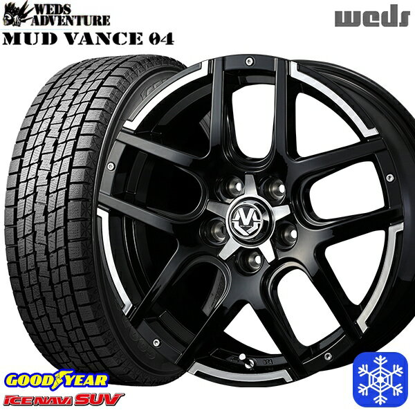 215/65R16 98Q アルファード ヴェルファイア 2022〜2023年製 グッドイヤー アイスナビSUV Weds マッドヴァンス 04 ブラックポリッシュ 16インチ 7.0J 5H114.3 スタッドレスタイヤホイール4本セット