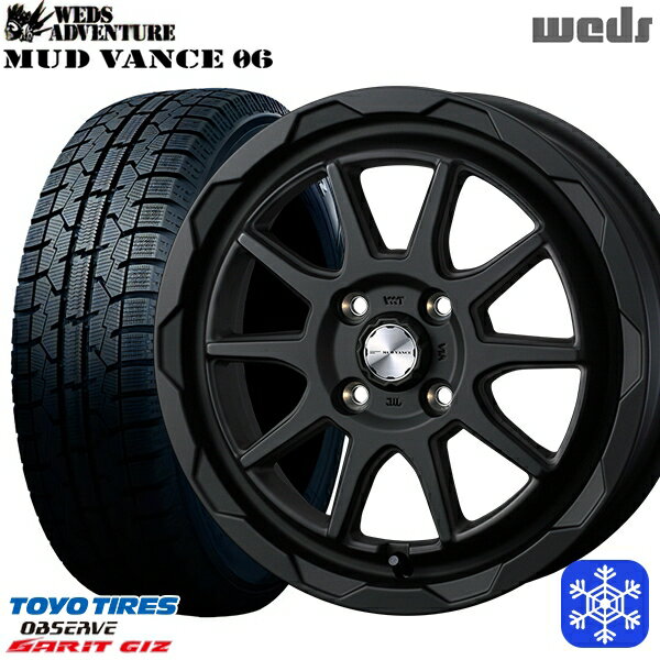 155/65R14 N-BOX タント 2023年製 トーヨー ガリット ギズ Weds マッドヴァンス06 フルマットブラック 14インチ 4.5J 4H100 新品 スタッドレス1台分4本セット