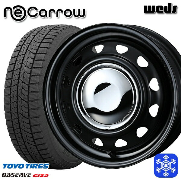 155/65R14 75Q 2023〜2024年製 トーヨー オブザーブ ギズ2 Weds ウェッズ ネオキャロ セミマットブラック/クロームキャップ 14インチ 4.5J 4H100 スタッドレスタイヤホイール4本セット