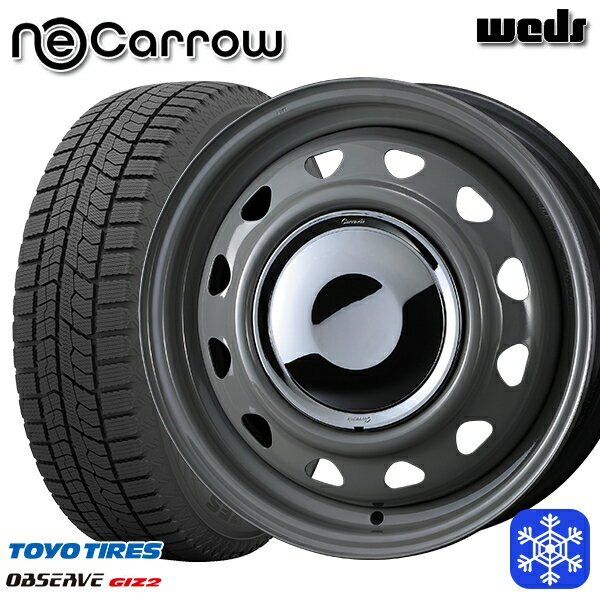 155/65R14 N-BOX タント 2023〜2024年製 トーヨー オブザーブ ギズ2 Weds ウェッズ ネオキャロ グレー/クロームキャップ 14インチ 4.5J 4H100 新品 スタッドレス1台分4本セット