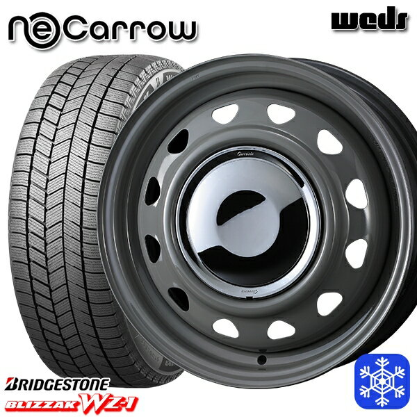 155/65R14 N-BOX タント 2025年製 ブリヂストン ブリザック WZ1 Weds ウェッズ ネオキャロ グレー/クロームキャップ 14インチ 4.5J 4H100 新品 スタッドレス1台分4本セット