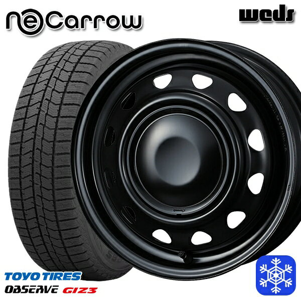 155/65R14 N-BOX タント 2024〜2025年製 トーヨー オブザーブ ギズ3 Weds ウェッズ ネオキャロ セミマットブラック/ブラックキャップ 14インチ 4.5J 4H100 新品 スタッドレス1台分4本セット