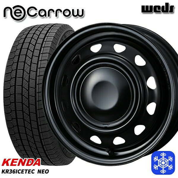 165/55R14 モコ ルークス 2025年製 ケンダ アイステックネオ KR36 Weds ウェッズ ネオキャロ セミマットブラック/ブラックキャップ 14インチ 4.5J 4H100 新品 スタッドレス1台分4本セット