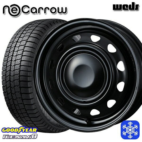 165/55R14 モコ ルークス 2024〜2025年製 グッドイヤー アイスナビ8 NAVI8 Weds ウェッズ ネオキャロ セミマットブラック/ブラックキャップ 14インチ 4.5J 4H100 新品 スタッドレス1台分4本セット