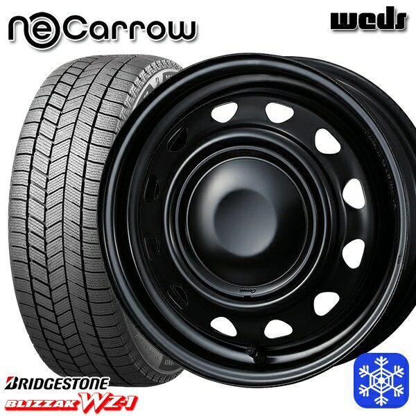 165/65R14 ハスラー ソリオ 2025年製 ブリヂストン ブリザック WZ1 Weds ウェッズ ネオキャロ セミマットブラック/セミマットブラックキャップ 14インチ 4.5J 4H100 新品 スタッドレス1台分4本セット