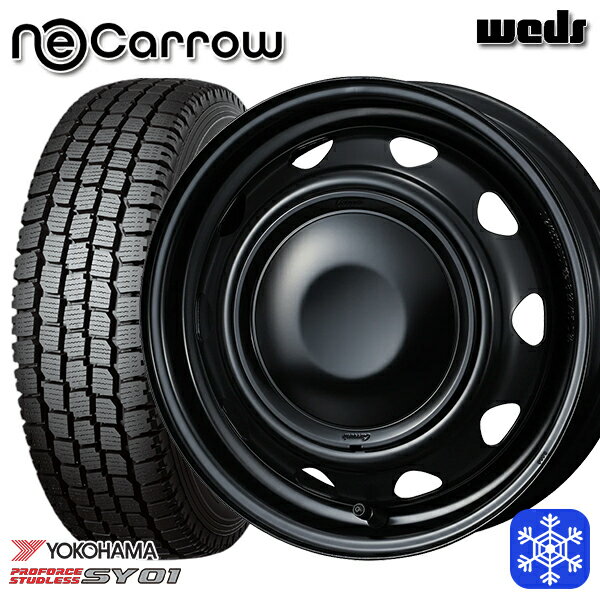 145/80R12 80/78N 2023〜2024年製 ヨコハマ SY01 Weds ウェッズ ネオキャロ セミマットブラック/セミマットブラックキャップ 12インチ 3.5J 4H100 +34 [スチールホイール] 新品 スタッドレス1台分4本セット