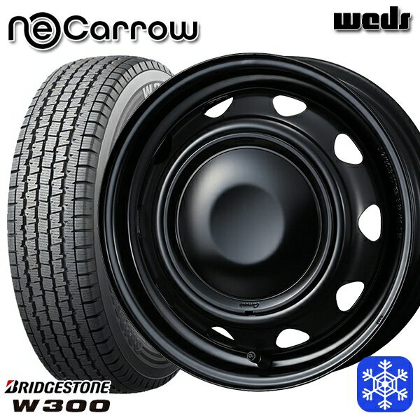 145/80R12 エブリィ ハイゼット 2024〜2025年製 ブリヂストン W300 Weds ウェッズ ネオキャロ セミマットブラック/セミマットブラックキャップ 12インチ 3.5J 4H100 +34 [スチールホイール] 新品 スタッドレス1台分4本セット