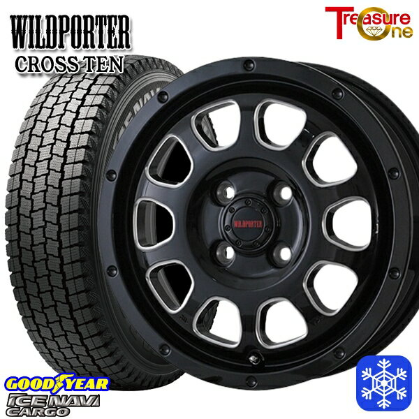 145R12 6PR （145/80R12） 2024〜2025年製 グッドイヤー アイスナビカーゴ トレジャーワン ワイルドポータークロステン BK/SM 12インチ 4.0J 4H100 新品 スタッドレス1台分4本セット