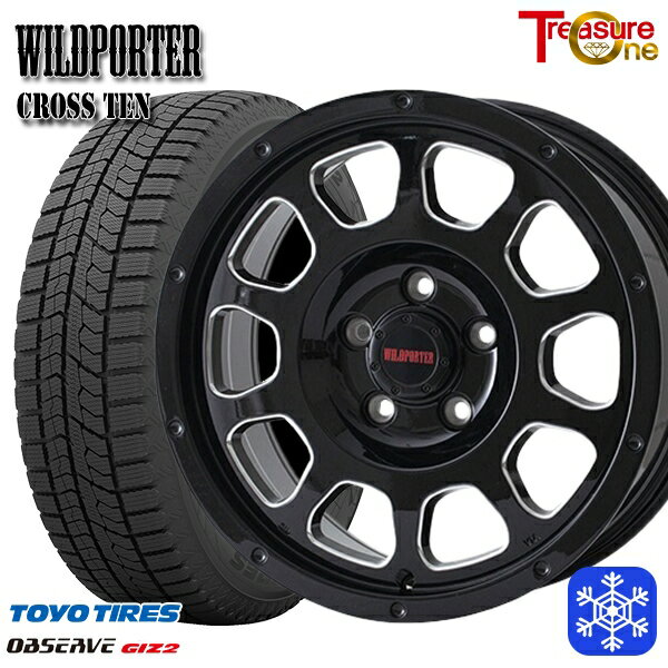 205/55R16 アクセラ リーフ 2023〜2024年製 トーヨー オブザーブ ギズ2 トレジャーワン ワイルドポータークロステン BK/SM 16インチ 7.0J 5H114.3 スタッドレスタイヤホイール4本セット