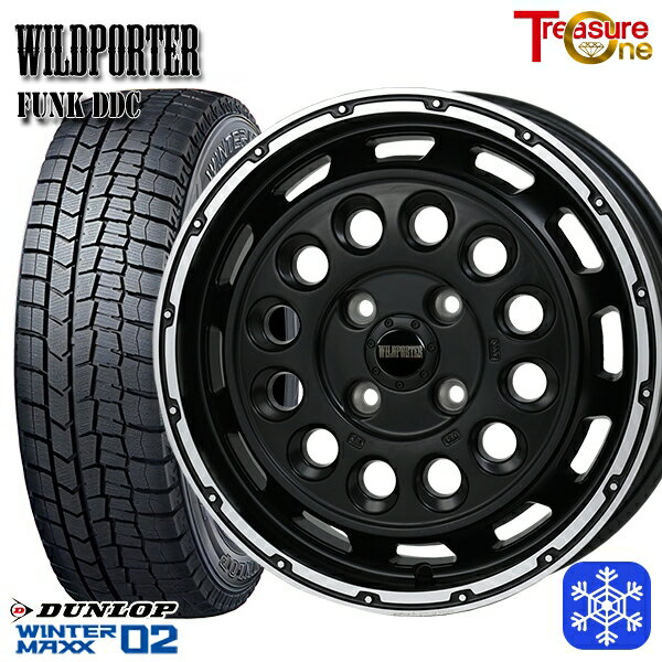 165/55R14 モコ ルークス 数量限定 2020〜2022年製 ダンロップ ウィンターマックス WM02 トレジャーワン ワイルドポーターファンク DDC MB/RP 14インチ 4.5J 4H100 スタッドレスタイヤホイール4本セット