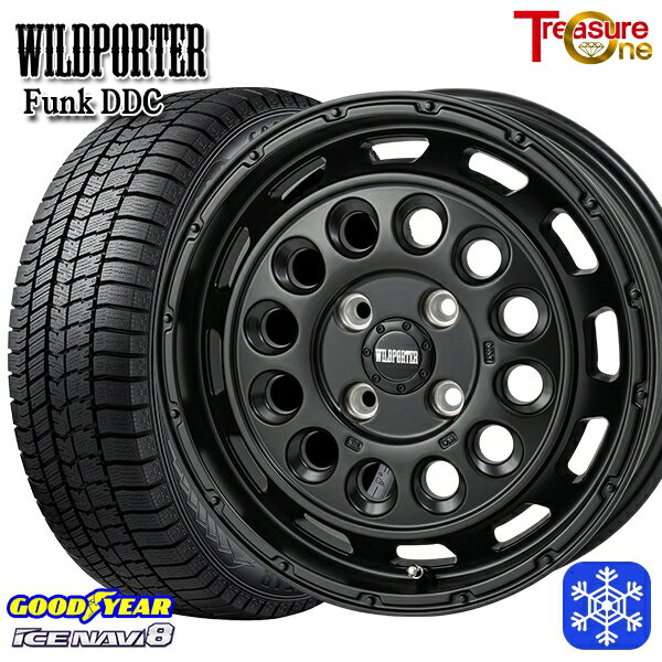 【取付対象】165/55R15 N-BOX タント 2022〜2023年製 グッドイヤー アイスナビ8 トレジャーワン ワイルドポーターファンク DDC MBK 15インチ 5.0J 4H100 スタッドレスタイヤホイール4本セット