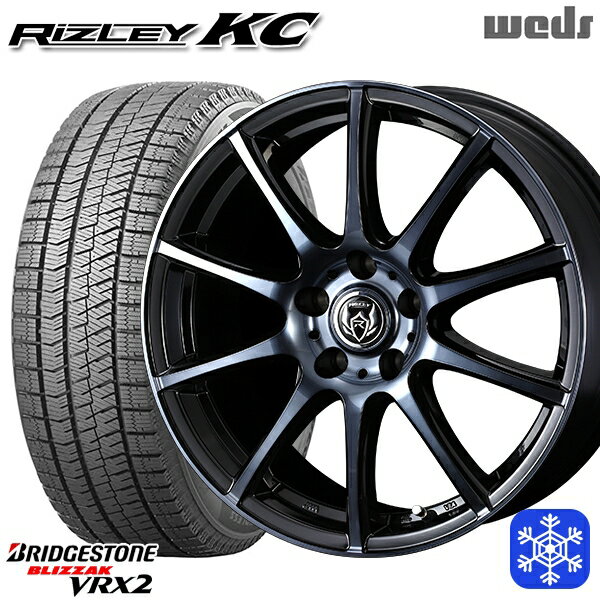 【取付対象】195/65R15 2023年製 ブリヂストン ブリザック VRX2 Weds ウェッズ ライツレーKC ブラックポリッシュBC 15インチ 6.0J 5H114.3 スタッドレスタイヤホイール4本セット