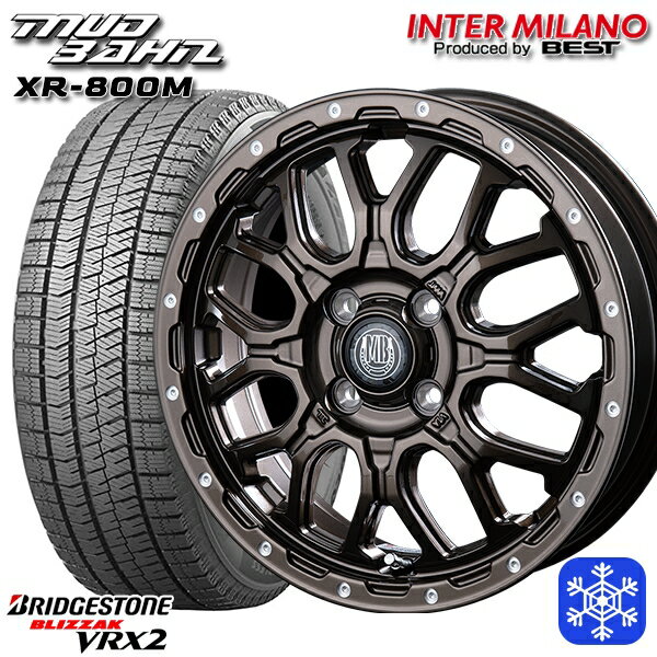 165/55R15 N-BOX タント 2023〜2024年製 ブリヂストン ブリザック VRX2 インターミラノ マッドバーン XR-800M GBR/PP 15インチ 4.5J 4H100 新品 スタッドレス1台分4本セット
