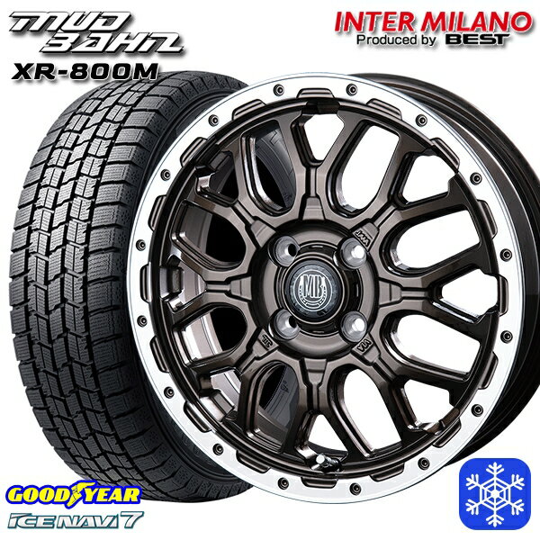 165/55R14 モコ ルークス 2024〜2025年製 グッドイヤー アイスナビ7 NAVI7 インターミラノ マッドバーン XR-800M GBR/RP 14インチ 4.5J 4H100 新品 スタッドレス1台分4本セット