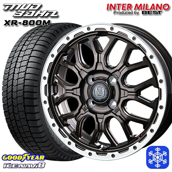 165/65R15 タフト ソリオ デリカD2 2023〜2024年製 グッドイヤー アイスナビ8 インターミラノ マッドバーン XR-800M GBR/RP 15インチ 4.5J 4H100 スタッドレスタイヤホイール4本セット