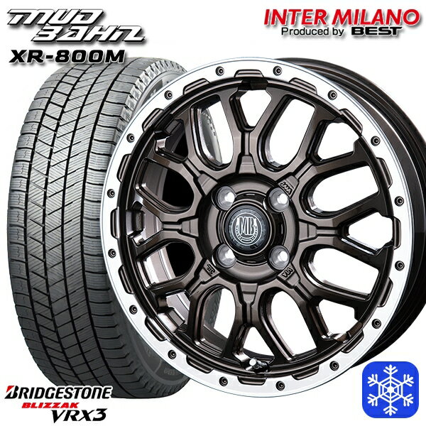 165/65R15 タフト ソリオ 2024〜2025年製 ブリヂストン ブリザック VRX3 インターミラノ マッドバーン XR-800M GBR/RP 15インチ 4.5J 4H100 新品 スタッドレス1台分4本セット