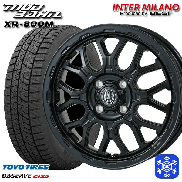 165/55R14 モコ ルークス 2022〜2023年製 トーヨー オブザーブ ギズ2 インターミラノ マッドバーン XR-800M MBK 14インチ 4.5J 4H100 スタッドレスタイヤホイール4本セット