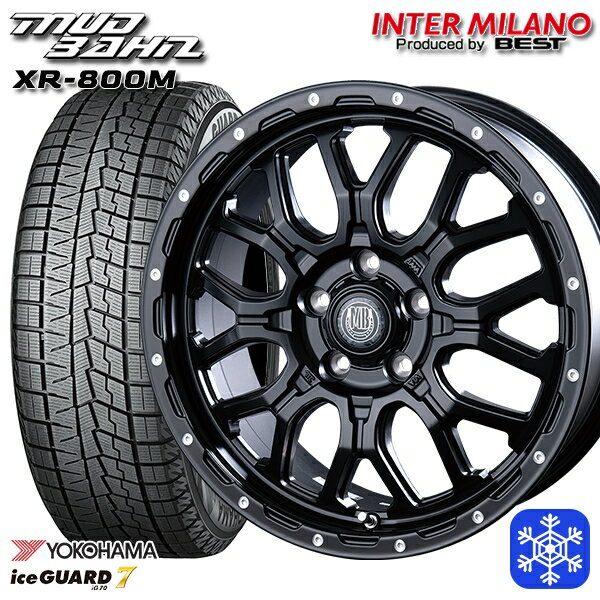 215/60R17 96Q アルファード ヴェルファイア 2022年製 ヨコハマアイスガード IG70 インターミラノ マッドバーン XR-800M MBK/PP 17インチ 7.0J 5H114.3 スタッドレスタイヤホイール4本セット