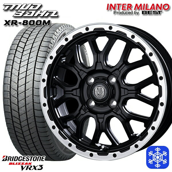 165/65R15 タフト ソリオ デリカD2 2023〜2024年製 ブリヂストン ブリザック VRX3 インターミラノ マッドバーン XR-800M MBK/RP 15インチ 4.5J 4H100 スタッドレスタイヤホイール4本セット