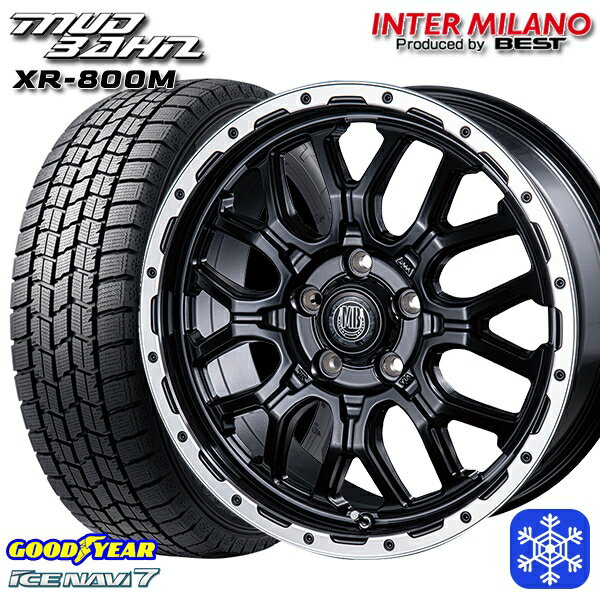 225/55R17 アテンザ スカイライン 2023〜2024年製 グッドイヤー アイスナビ7 インターミラノ マッドバーン XR-800M MBK/RP 17インチ 7.0J 5H114.3 スタッドレスタイヤホイール4本セット