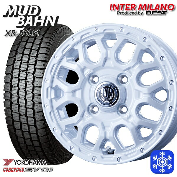 145/80R12 80/78N 2024〜2025年製 ヨコハマ SY01 インターミラノ マッドバーン XR-800M PWH/PP 12インチ 4.0J 4H100+42 新品 スタッドレス1台分4本セット