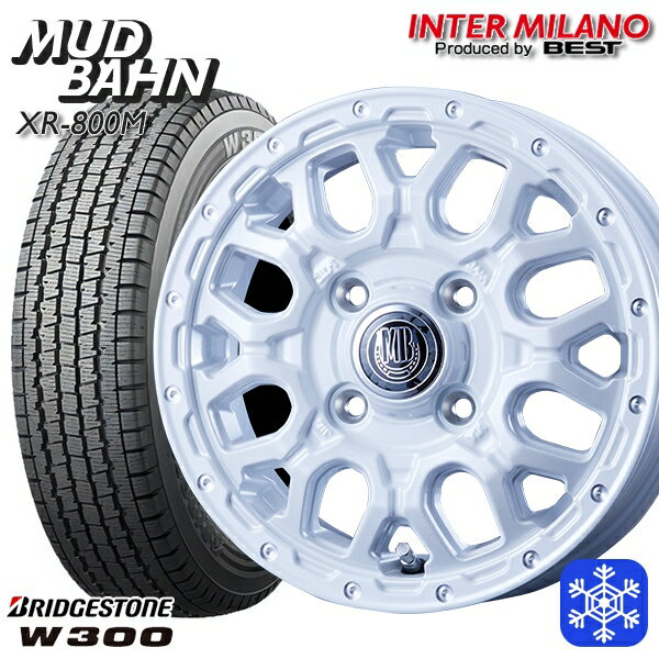 145/80R12 80/78N 2024〜2025年製 ブリヂストン W300 インターミラノ マッドバーン XR-800M PWH/PP 12インチ 4.0J 4H100+42 新品 スタッドレス1台分4本セット