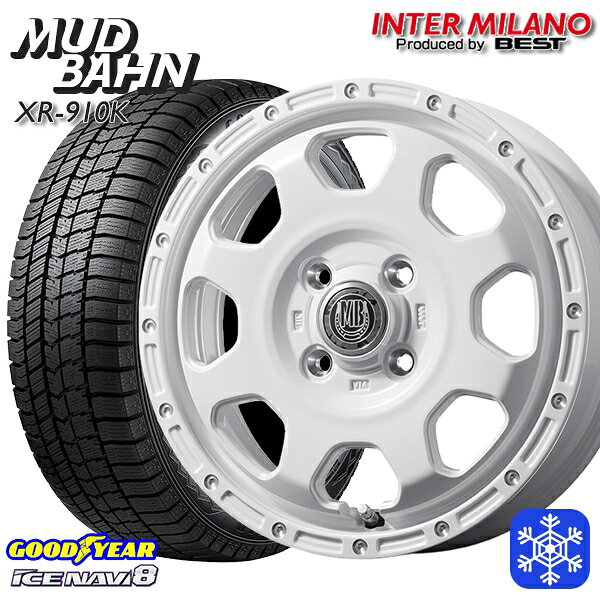 155/65R14 N-BOX タント 2024〜2025年製 グッドイヤー アイスナビ8 NAVI8 インターミラノ マッドバーン XR-910K PWH/PP 14インチ 4.5J 4H100+45 新品 スタッドレス1台分4本セット