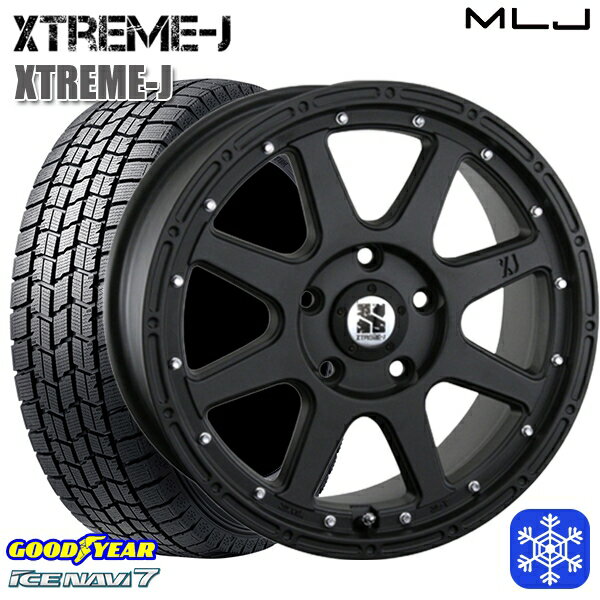 225/45R18 クラウン レヴォーグ 2023〜2024年製 グッドイヤー アイスナビ7 NAVI7 MLJ エクストリームJ フラットブラック 18インチ 8.0J 5H114.3 新品 スタッドレス1台分4本セット