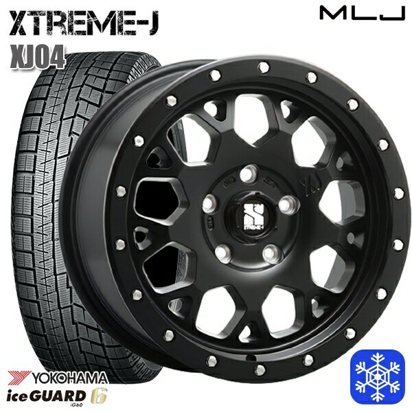 215/60R16 ヤリスクロス ヴェゼル 2021年製 ヨコハマ アイスガード IG60 MLJ エクストリームJ XJ04 サテンブラック 16インチ 7.0J 5H114.3 スタッドレスタイヤホイール4本セット