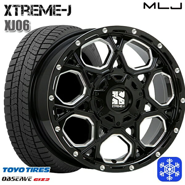 205/55R16 アクセラ リーフ 2023〜2024年製 トーヨー オブザーブ ギズ2 MLJ エクストリームJ XJ06 グロスブラックミルド 16インチ 7.0J 5H114.3 スタッドレスタイヤホイール4本セット