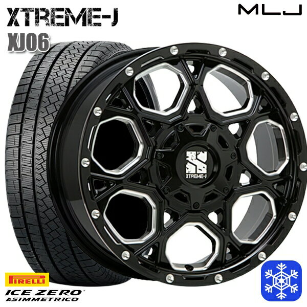 205/55R16 アクセラ リーフ 2022〜2023年製 ピレリ アイスゼロアシンメトリコ MLJ エクストリームJ XJ06 グロスブラックミルド 16インチ 7.0J 5H114.3 スタッドレスタイヤホイール4本セット
