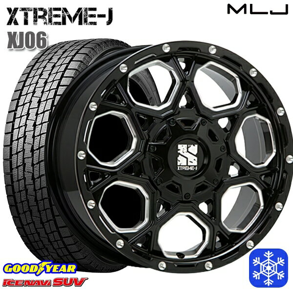 215/60R17 96Q アルファード ヴェルファイア 2022〜2023年製 グッドイヤー アイスナビSUV MLJ エクストリームJ XJ06 グロスブラックミルド 17インチ 7.0J 5H114.3 スタッドレスタイヤホイール4本セット