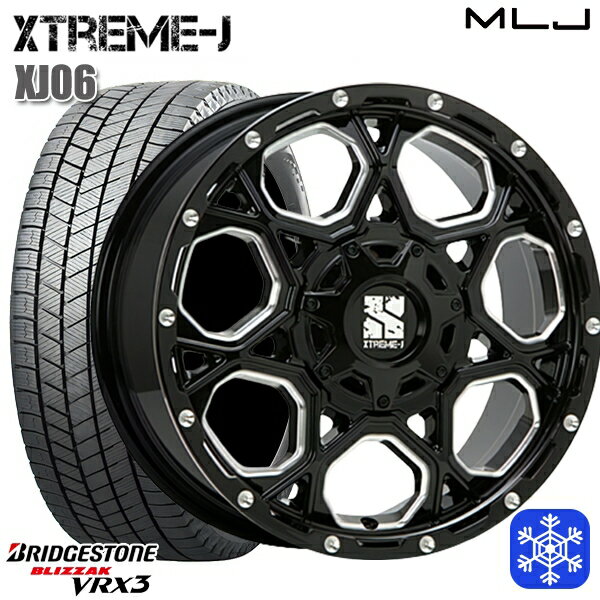 225/60R17 アルファード ヴェルファイア 2023〜2024年製 ブリヂストン ブリザック VRX3 MLJ エクストリームJ XJ06 グロスブラックミルド 17インチ 7.0J 5H114.3 スタッドレスタイヤホイール4本セット