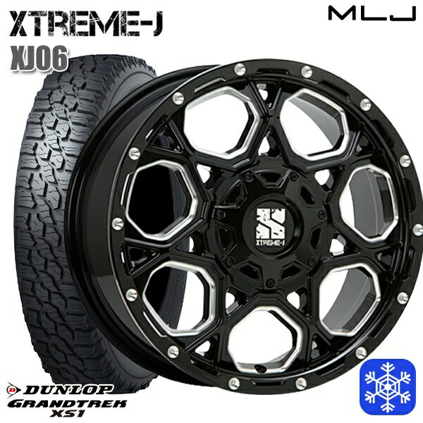 215/70R16 100Q デリカD5 2024〜2025年製 ダンロップ グラントレック XS1 ホワイトレター MLJ エクストリームJ XJ06 グロスブラックミルド 16インチ 7.0J 5H114.3 新品 スタッドレス1台分4本セット