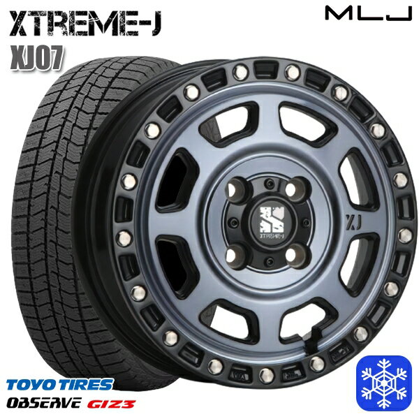 155/65R13 モコ ルークス 2024年製 トーヨー オブザーブ ギズ3 MLJ エクストリームJ XJ07 GB/マシンインディゴ 13インチ 4.0J 4H100 スタッドレスタイヤホイール4本セット