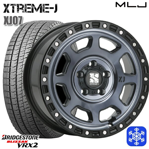 【取付対象】205/55R16 アクセラ リーフ 2021〜2022年製 ブリヂストン VRX2 MLJ エクストリームJ XJ07 GB/マシンインディゴ 16インチ 7.0J 5穴 114.3 スタッドレスタイヤホイール4本セット 送料無料