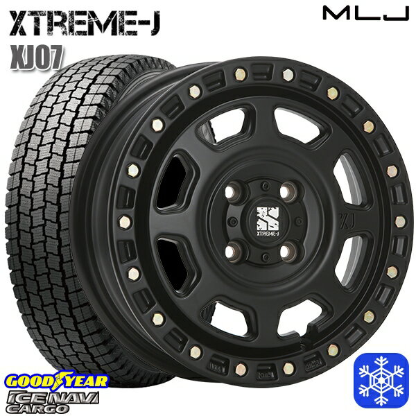 145R12 6PR （145/80R12） 2024〜2025年製 グッドイヤー アイスナビカーゴ MLJ エクストリームJ XJ07 サテンブラック 12インチ 4.0J 4H100 新品 スタッドレス1台分4本セット