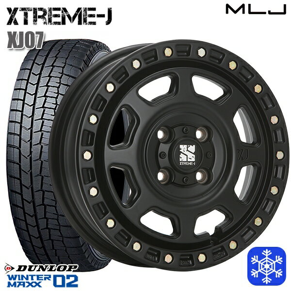 155/65R13 モコ ルークス 2023年製 ダンロップ ウィンターマックス WM02 MLJ エクストリームJ XJ07 サテンブラック 13インチ 4.0J 4H100 スタッドレスタイヤホイール4本セット