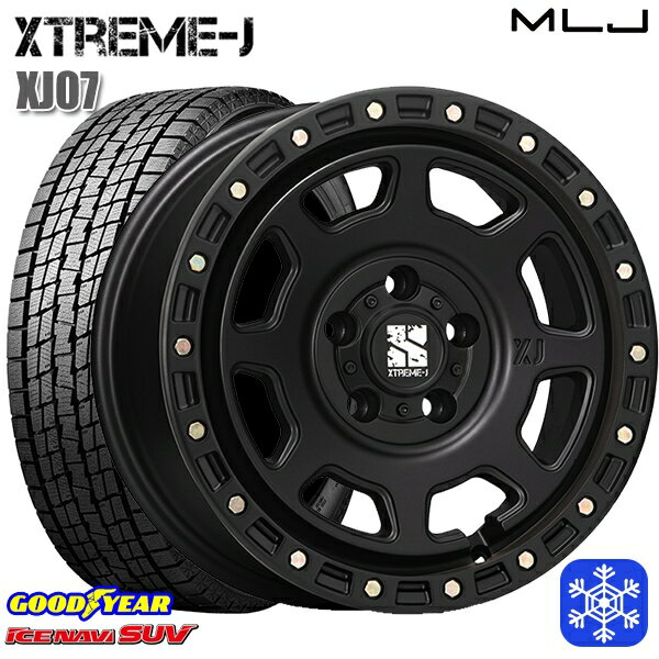 【取付対象】225/70R16 デリカD5 2022〜2023年製 グッドイヤー アイスナビSUV MLJ エクストリームJ XJ07 サテンブラック 16インチ 7.0J 5穴 114.3 スタッドレスタイヤホイール4本セット 送料無料