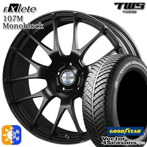 ベンツ Aクラス/Bクラス 225/40R18 92H XL グッドイヤー ベクター フォーシーズンズ TWS EXlete 107M モノブロック フラットブラック 18インチ 8.0J 5H112 オールシーズンタイヤホイールセット