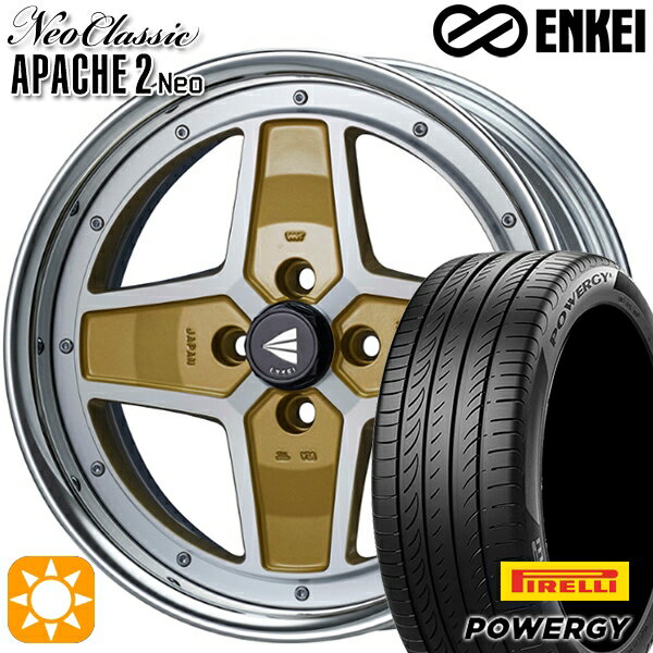 【取付対象】マツダ2 ノート 205/45R17 88W XL ピレリ パワジー ENKEI ネオクラシック アパッチ2 ネオ [Hi Disk] マシニングゴールド 17インチ 7.0J 4H100 サマータイヤホイールセット