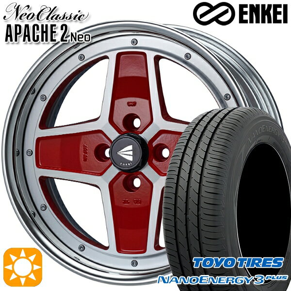 【取付対象】195/45R16 80W トーヨー ナノエナジー3プラス ENKEI ネオクラシック アパッチ2 ネオ [Hi Disk] マシニングレッド 16インチ 6.0J 4H100 サマータイヤホイールセット
