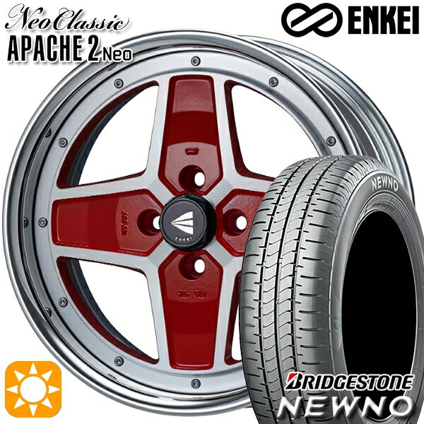 【取付対象】195/45R16 84V ブリヂストン ニューノ ENKEI ネオクラシック アパッチ2 ネオ [Hi Disk] マシニングレッド 16インチ 6.0J 4H100 サマータイヤホイールセット