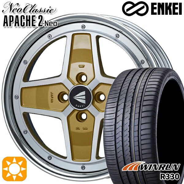 【取付対象】195/45R16 84V XL ウィンラン R330 ENKEI ネオクラシック アパッチ2 ネオ [Lo Disk] マシニングゴールド 16インチ 6.0J 4H100 サマータイヤホイールセット