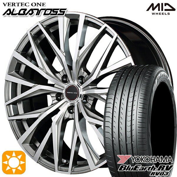 【取付対象】リーフ レヴォーグ 215/50R17 95V XL ヨコハマ ブルーアース RV03 MID ヴァーテックワン アルバトロス ハイパーシルバーポリッシュ 17インチ 7.0J 5H114.3 サマータイヤホイールセット