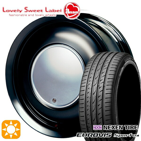 【取付対象】165/60R14 75H ロードストーン ユーロビズ Sport 04 ハートボイス ラブリースイートレーベル アナム ブラックエディション 14インチ 5.0J 4H100 サマータイヤホイールセット