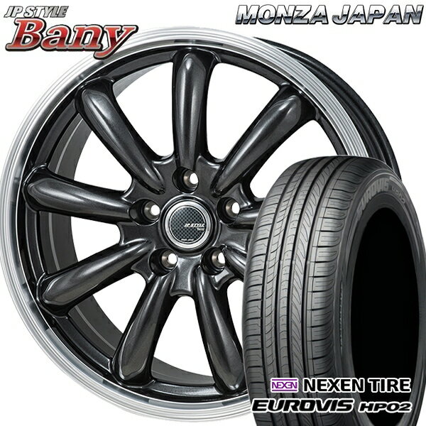 【取付対象】195/65R15 ネクセン ロードストーン ユーロビズ HP02 モンツァ JPスタイル バーニー GM 15インチ 6.0J 5H114.3 サマータイヤホイールセット