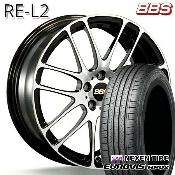 【取付対象】195/65R15 ネクセン ロードストーン ユーロビズ HP02 BBS RE-L2 ブラックダイヤカット (BKD) 15インチ 6.0J 5H100 サマータイヤホイールセット